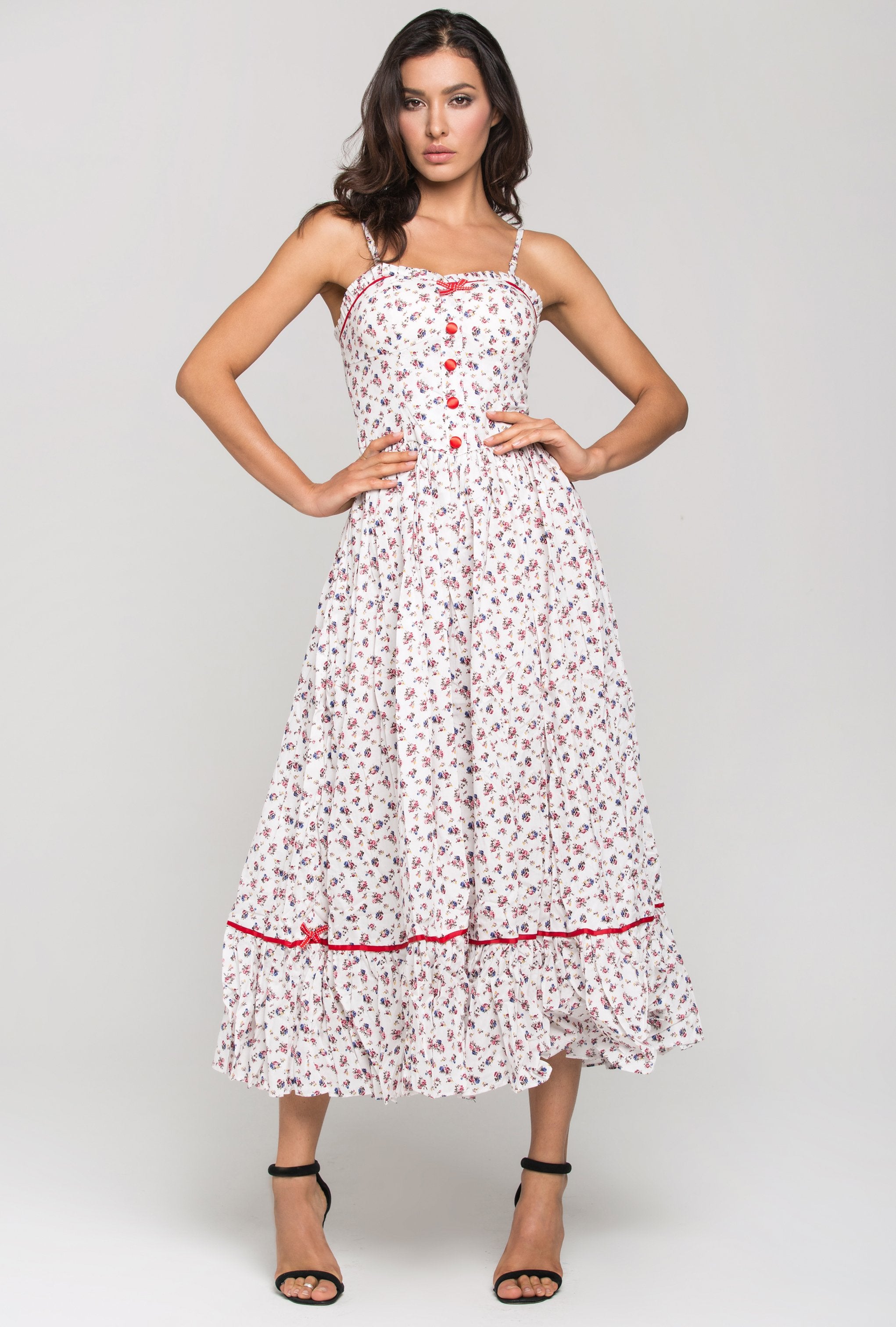 White Vintage Rose Print Maxi Dress White Vintage Rose Print Maxi Dress