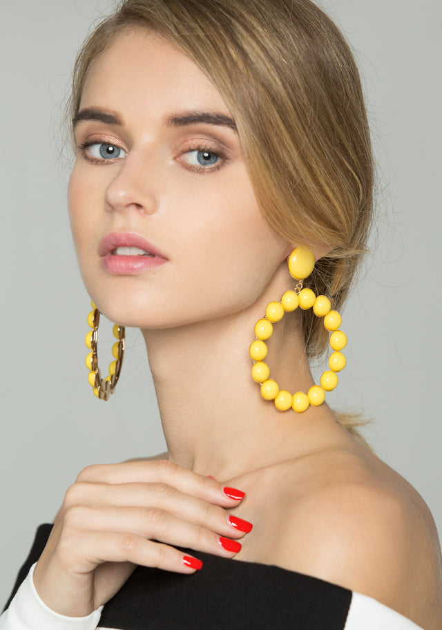 Yellow Round Acrylic Studs Earrings