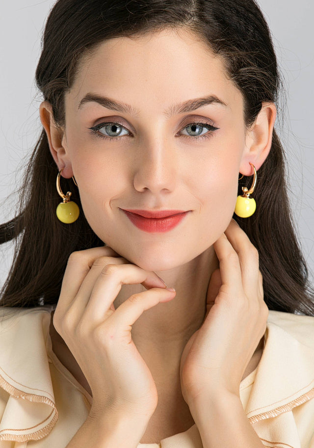 Yellow Sphere Drop Earrings