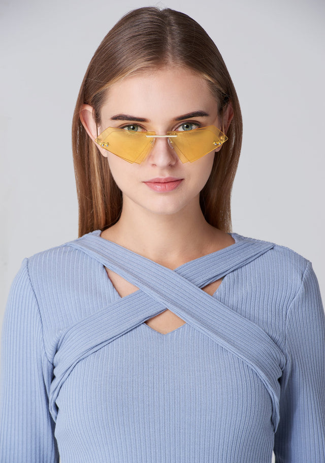 Yellow Trapezoid Sunglasses