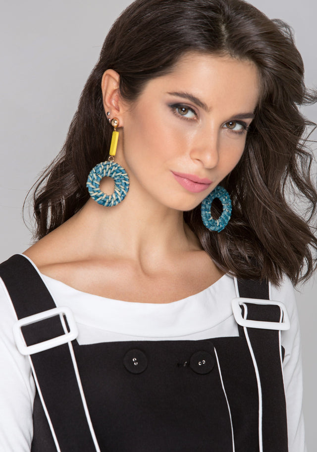 Yellow and Green Twirl Basket Earrings