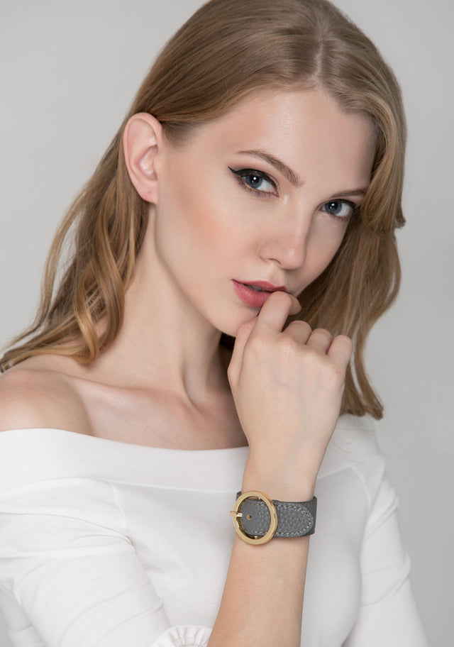 Grey Gold Ring Buckle Bracelet