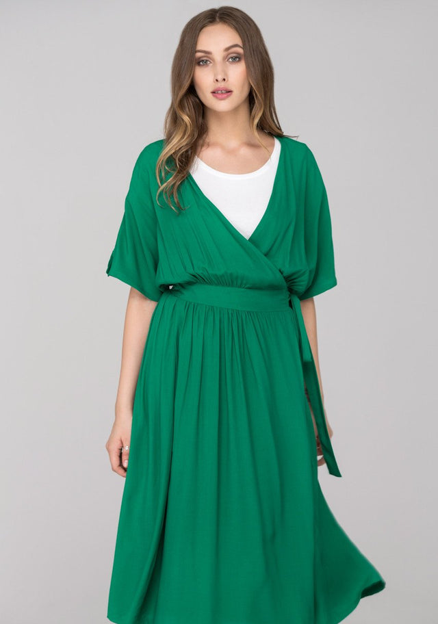 Green Archer Wrap Around Midi Dress