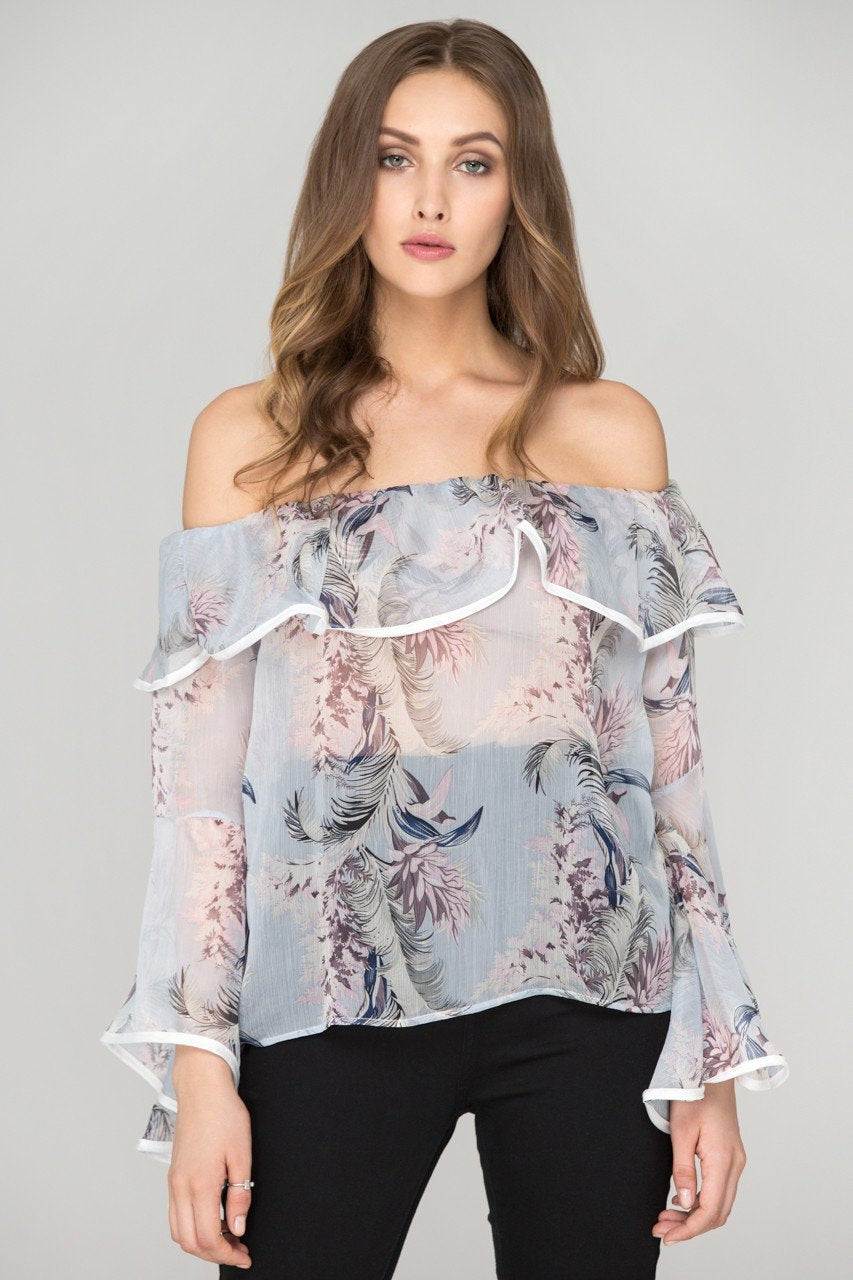 Sheer Floral off the shoulder Top Sheer Floral off the shoulder Top