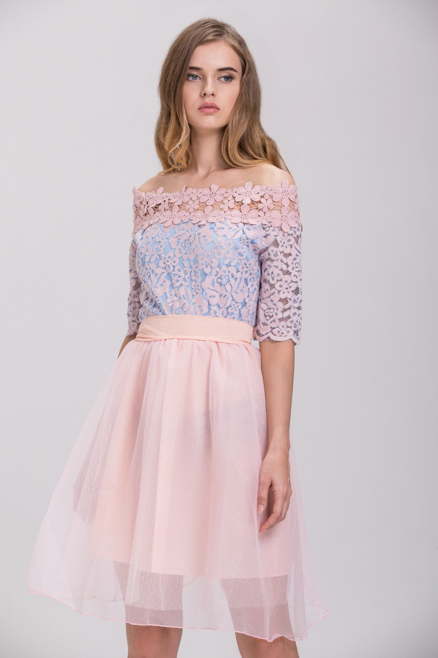 Pink Lace Layered Tulle Mini Princess Dress Pink Lace Layered Tulle Mini Princess Dress