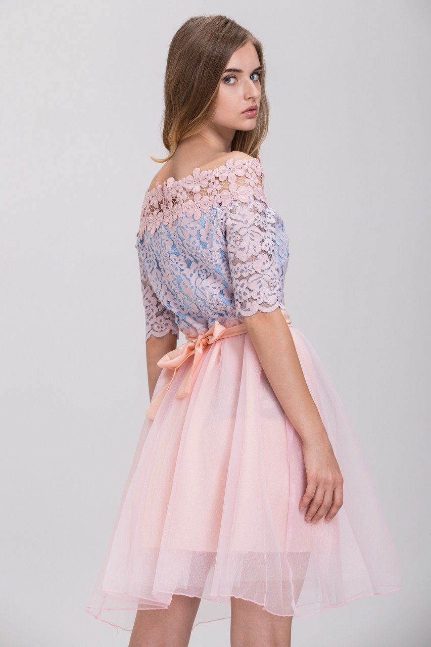 Pink Lace Layered Tulle Mini Princess Dress Pink Lace Layered Tulle Mini Princess Dress