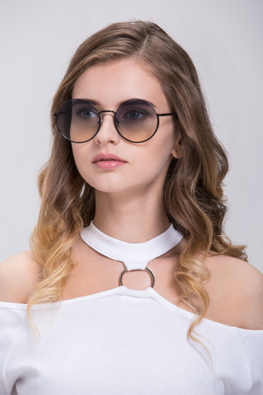 Rawan Bin Hussain - Round Half Rim Sunglasses Rawan Bin Hussain - Round Half Rim Sunglasses