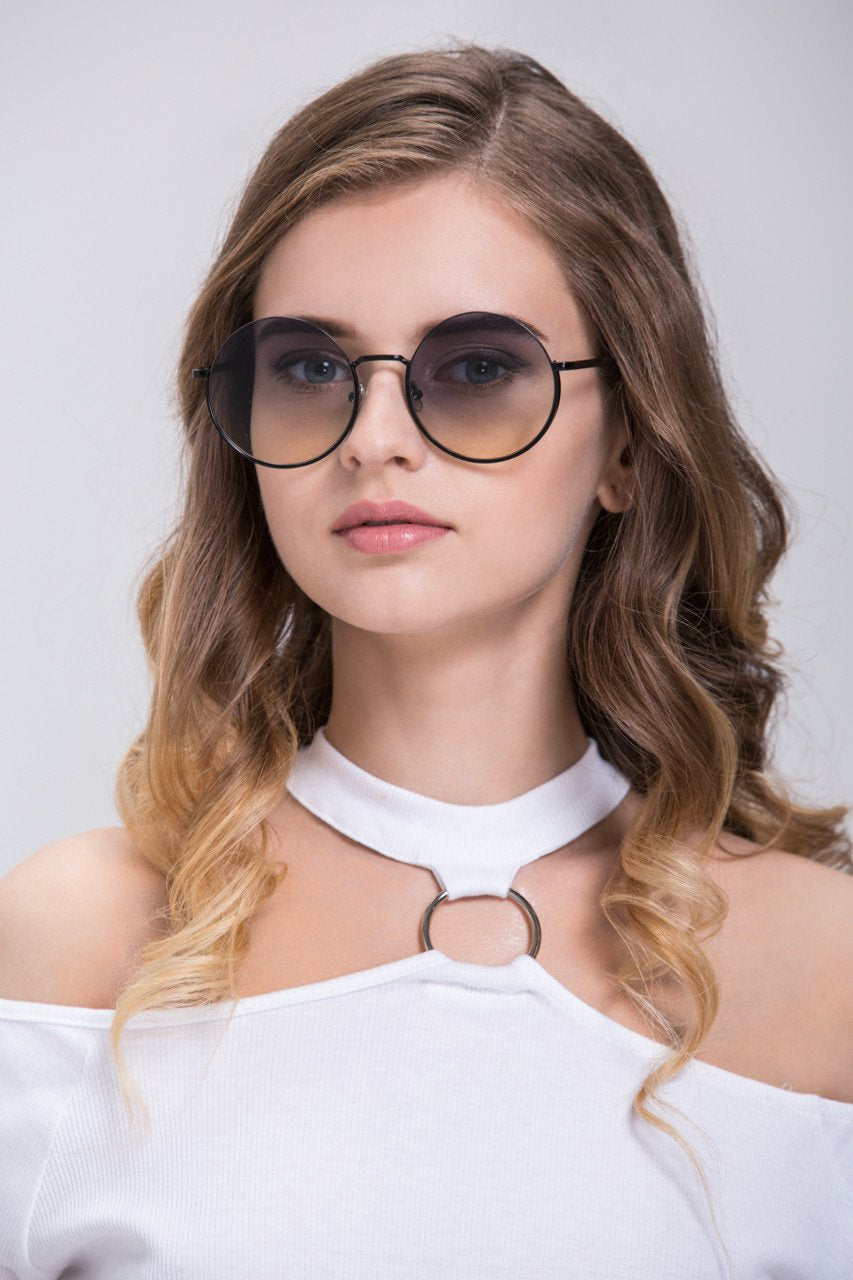 Rawan Bin Hussain - Round Half Rim Sunglasses Rawan Bin Hussain - Round Half Rim Sunglasses
