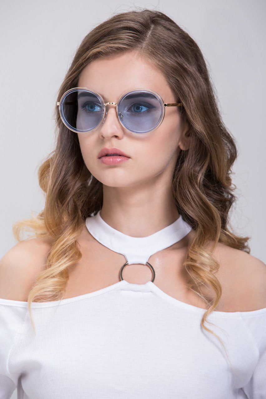 Rawan Bin Hussain - Sky Blue Round Sunglasses Rawan Bin Hussain - Sky Blue Round Sunglasses