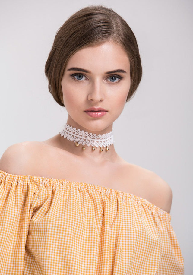 White Leaf Lace Choker Necklace
