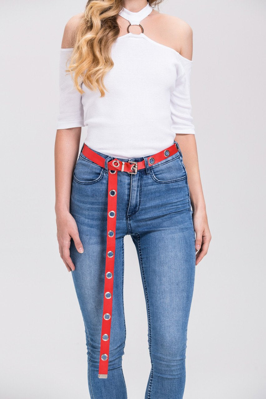 Red Ring Buckle Belt Red Ring Buckle Belt