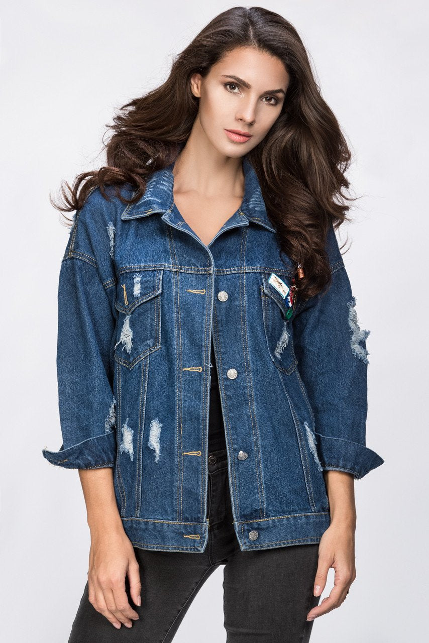 It Style Denim Jacket with Pins
