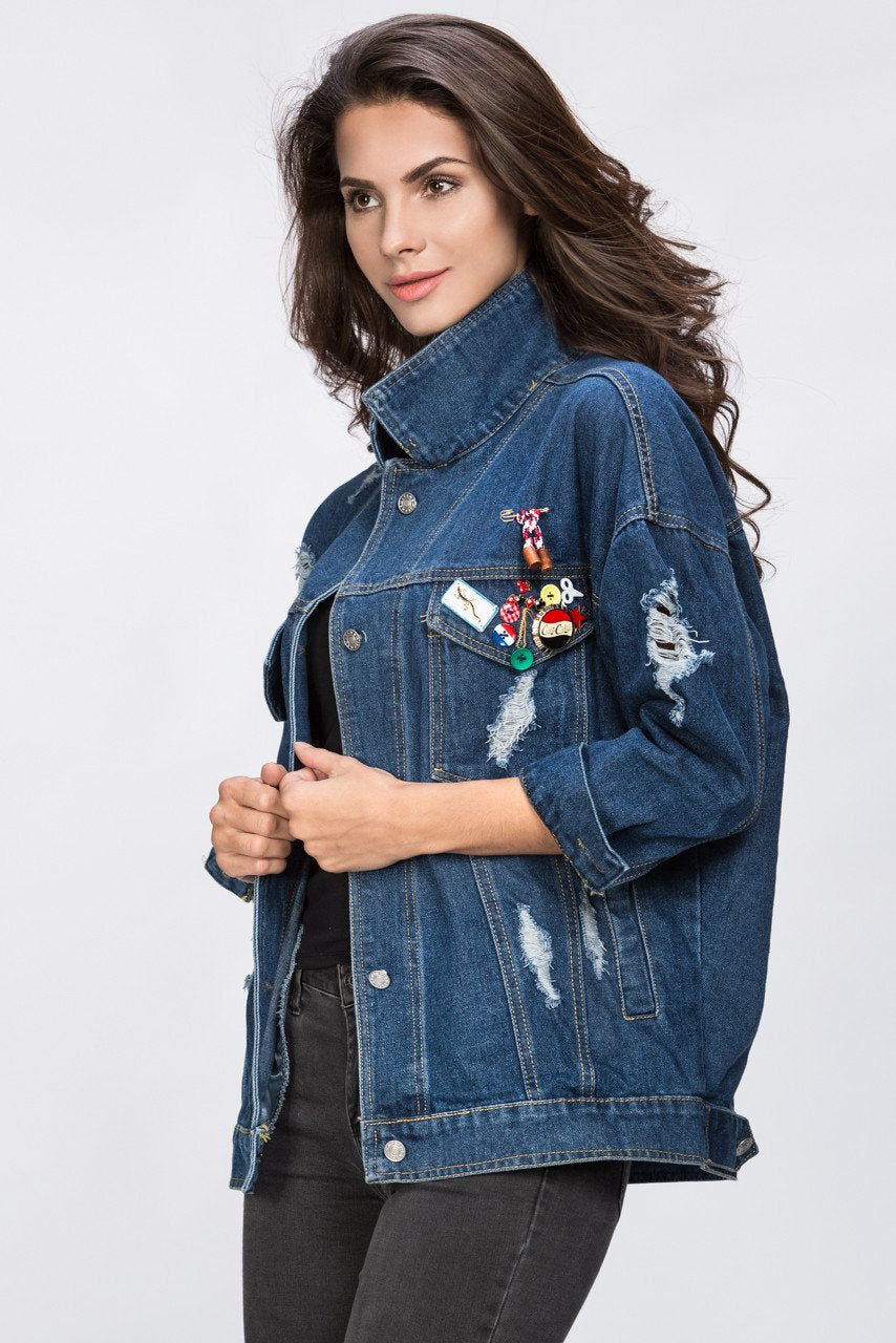 It Style Denim Jacket with Pins