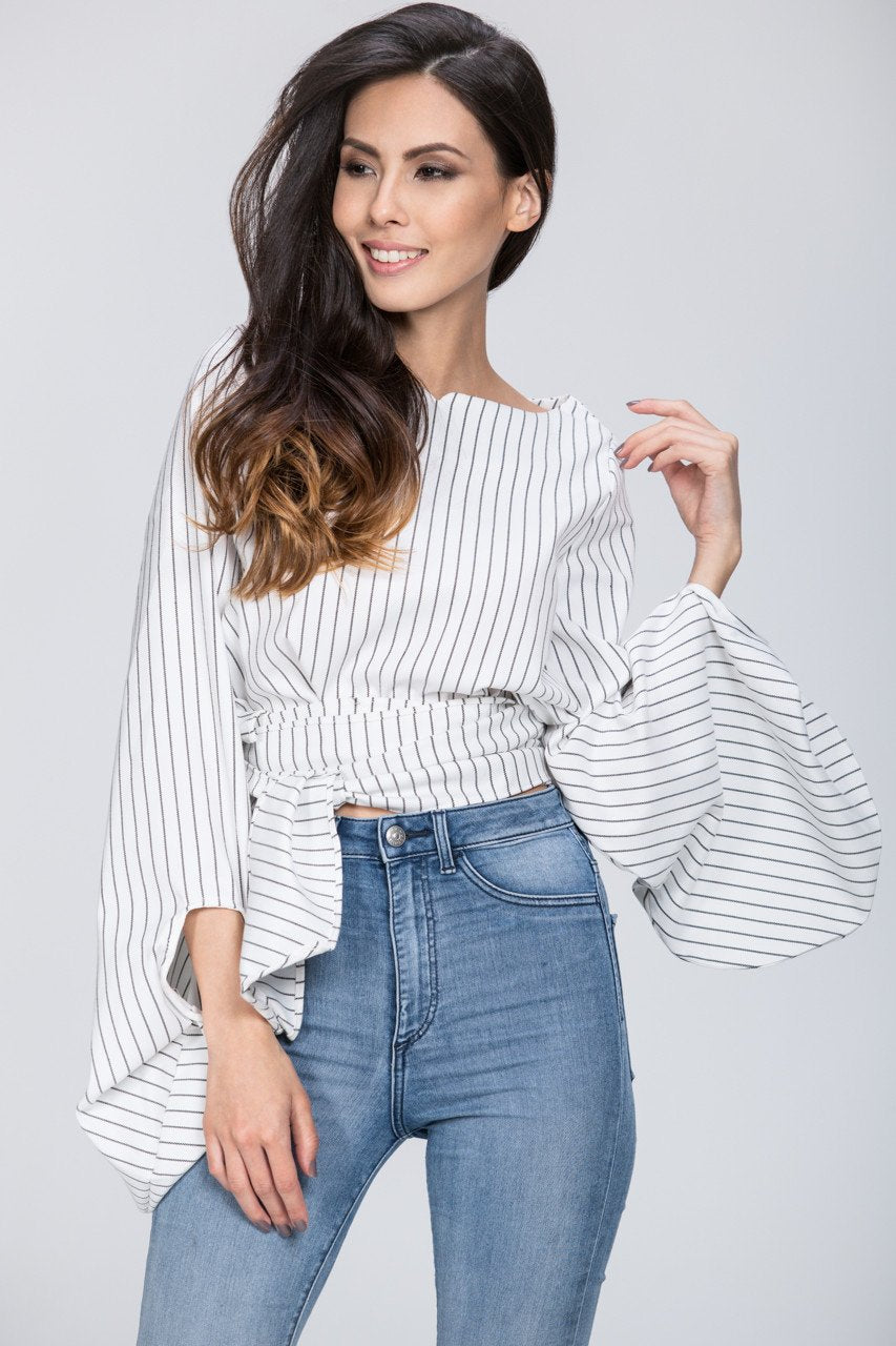 Mina Al Sheikhly - Striped Flare Belted Top