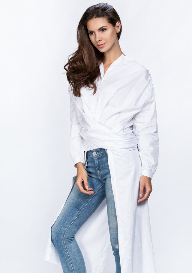 Dana Al Tuwairsh - White Wrap Around Blouse