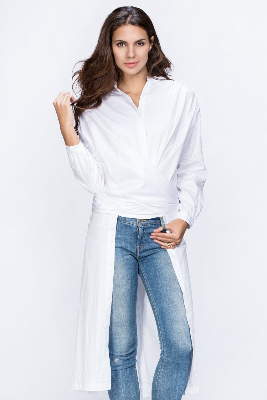Dana Al Tuwairsh - White Wrap Around Blouse