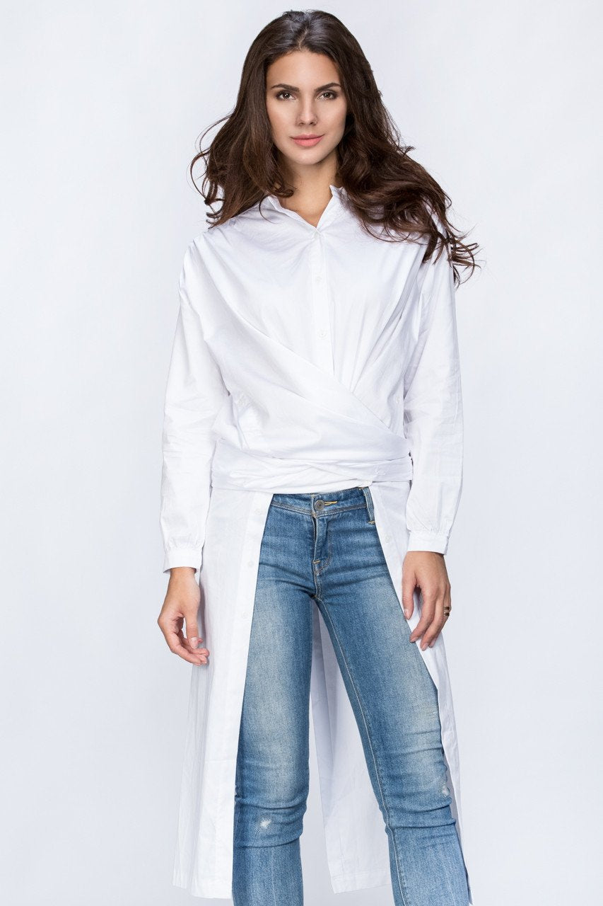 Dana Al Tuwairsh - White Wrap Around Blouse