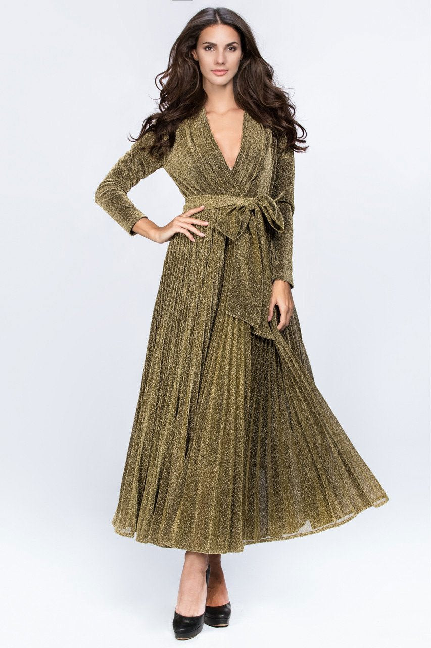 Dana AlTuwairsh - Gold Maxi Belt Detail Dress