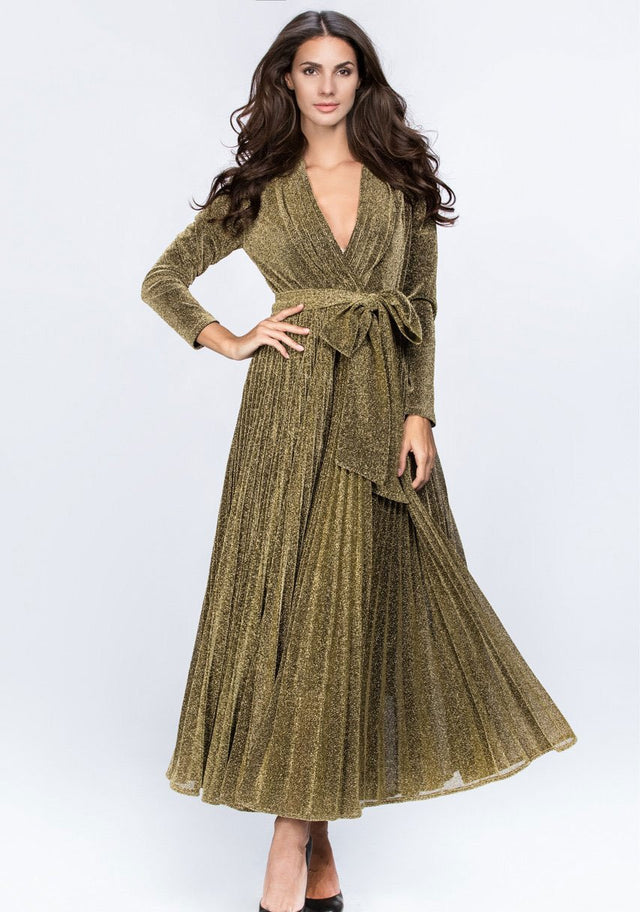 Dana AlTuwairsh - Gold Maxi Belt Detail Dress