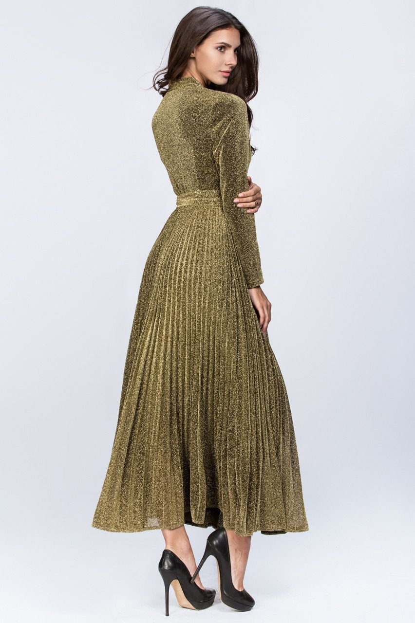 Dana AlTuwairsh - Gold Maxi Belt Detail Dress