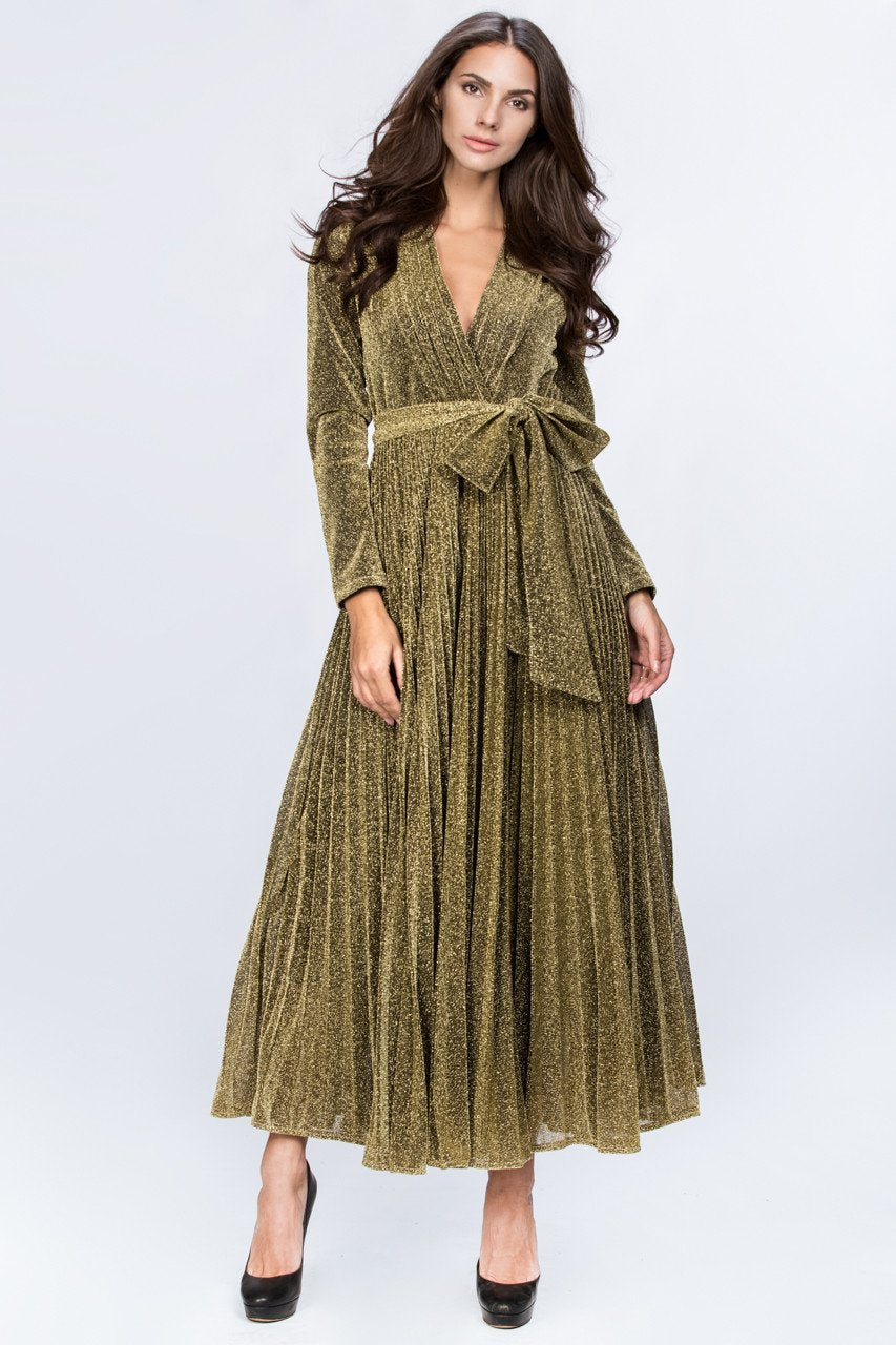 Dana AlTuwairsh - Gold Maxi Belt Detail Dress