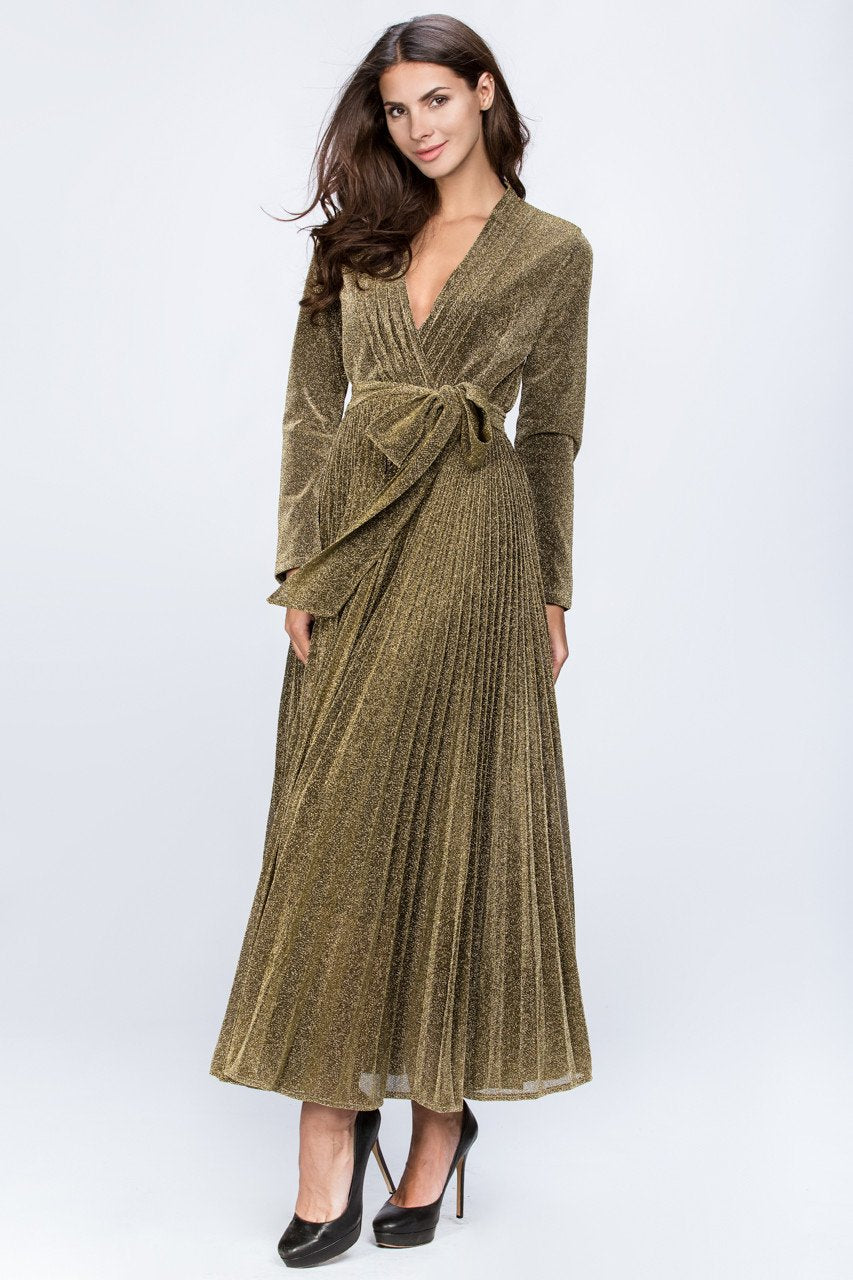 Dana AlTuwairsh - Gold Maxi Belt Detail Dress