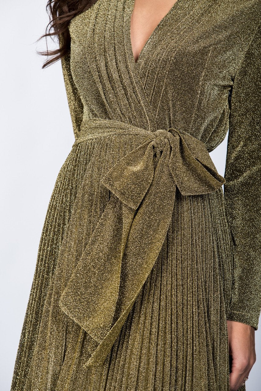 Dana AlTuwairsh - Gold Maxi Belt Detail Dress