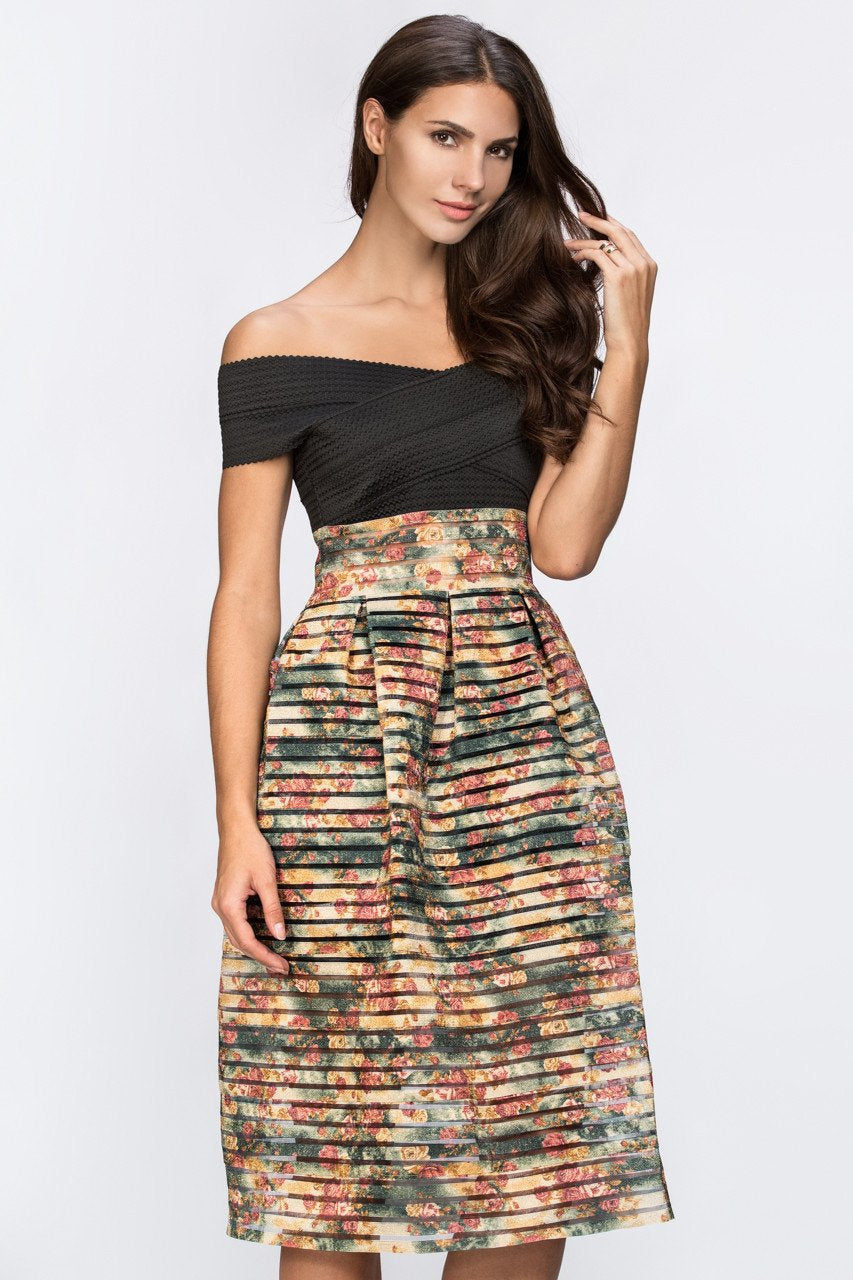 Two mix off the shoulder Midi Dress