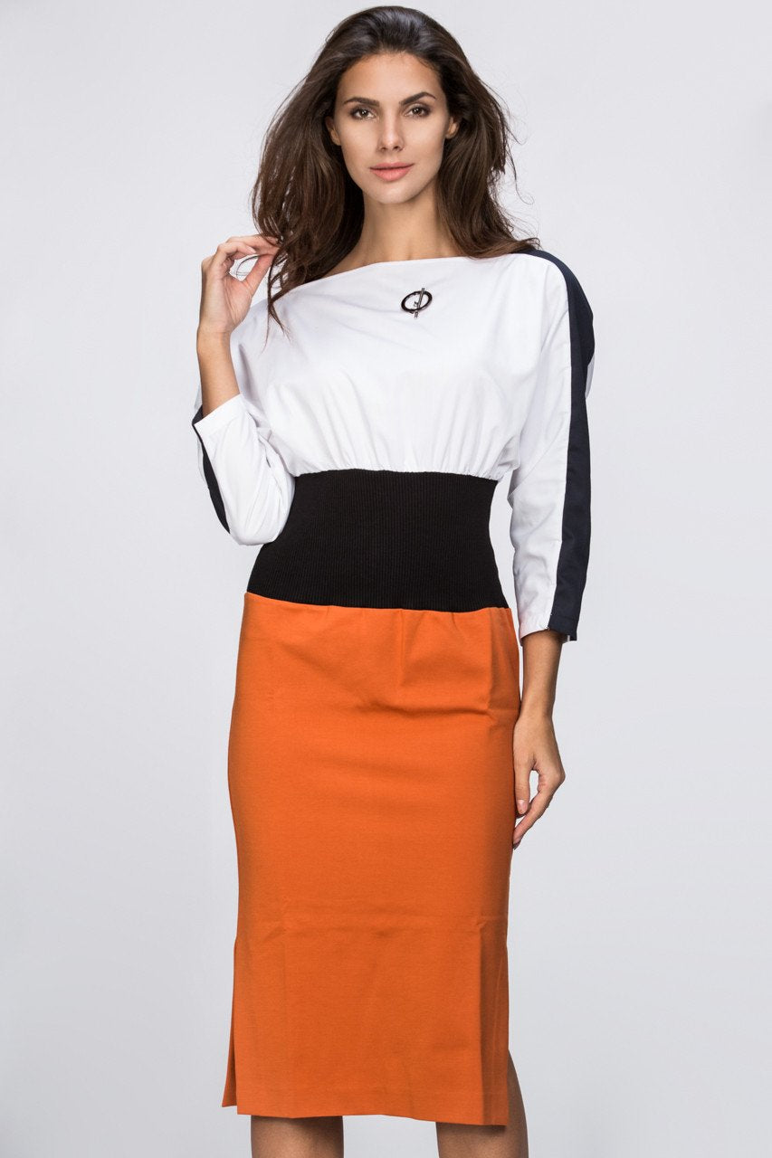 Dana AlTuwairsh - Waist Hugging Color Block Dress