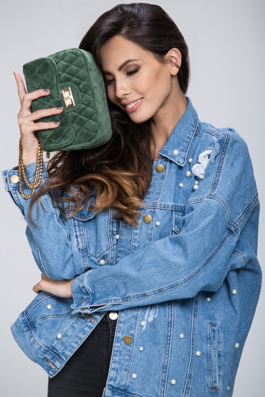 Dima Al Sheikhly - Denim Pearl Detail Jacket