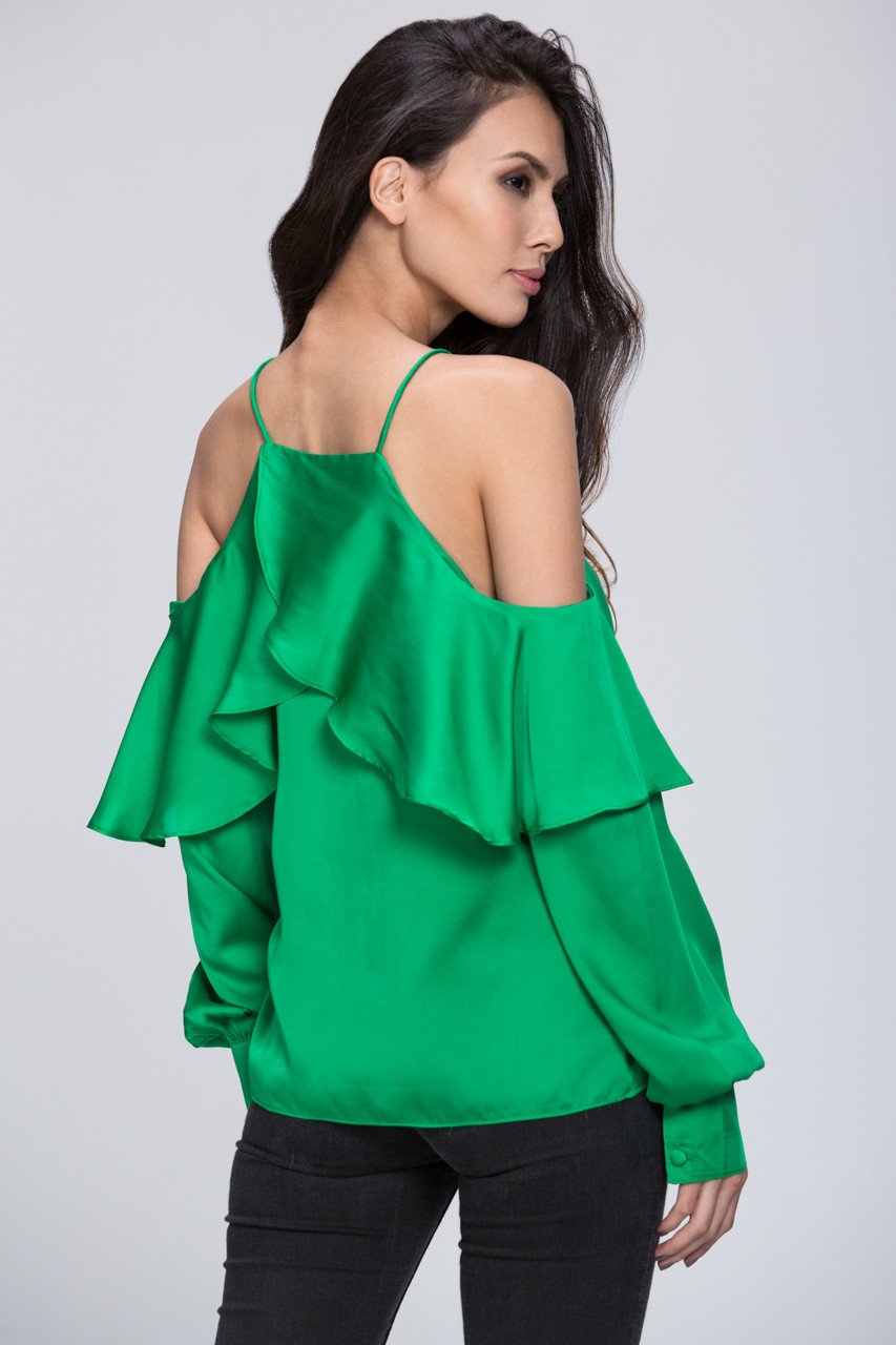 Mina Al Sheikhly - Emerald Green Off Shoulder Top