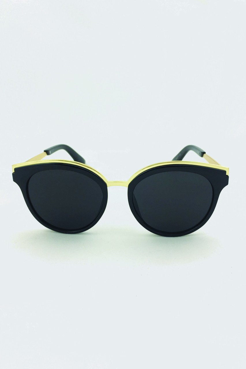 The Real Fouz - Black & Gold Cat Eye Sunglasses