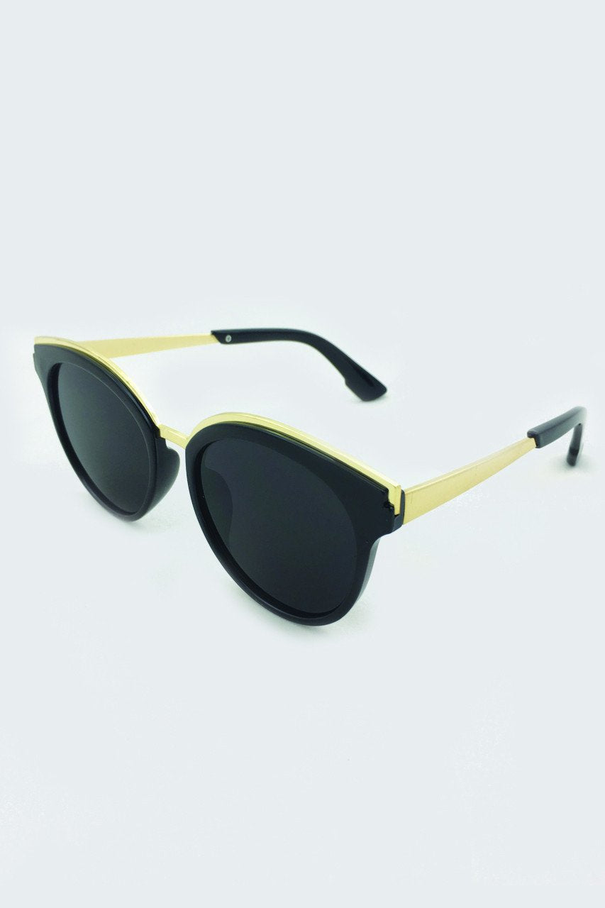 The Real Fouz - Black & Gold Cat Eye Sunglasses