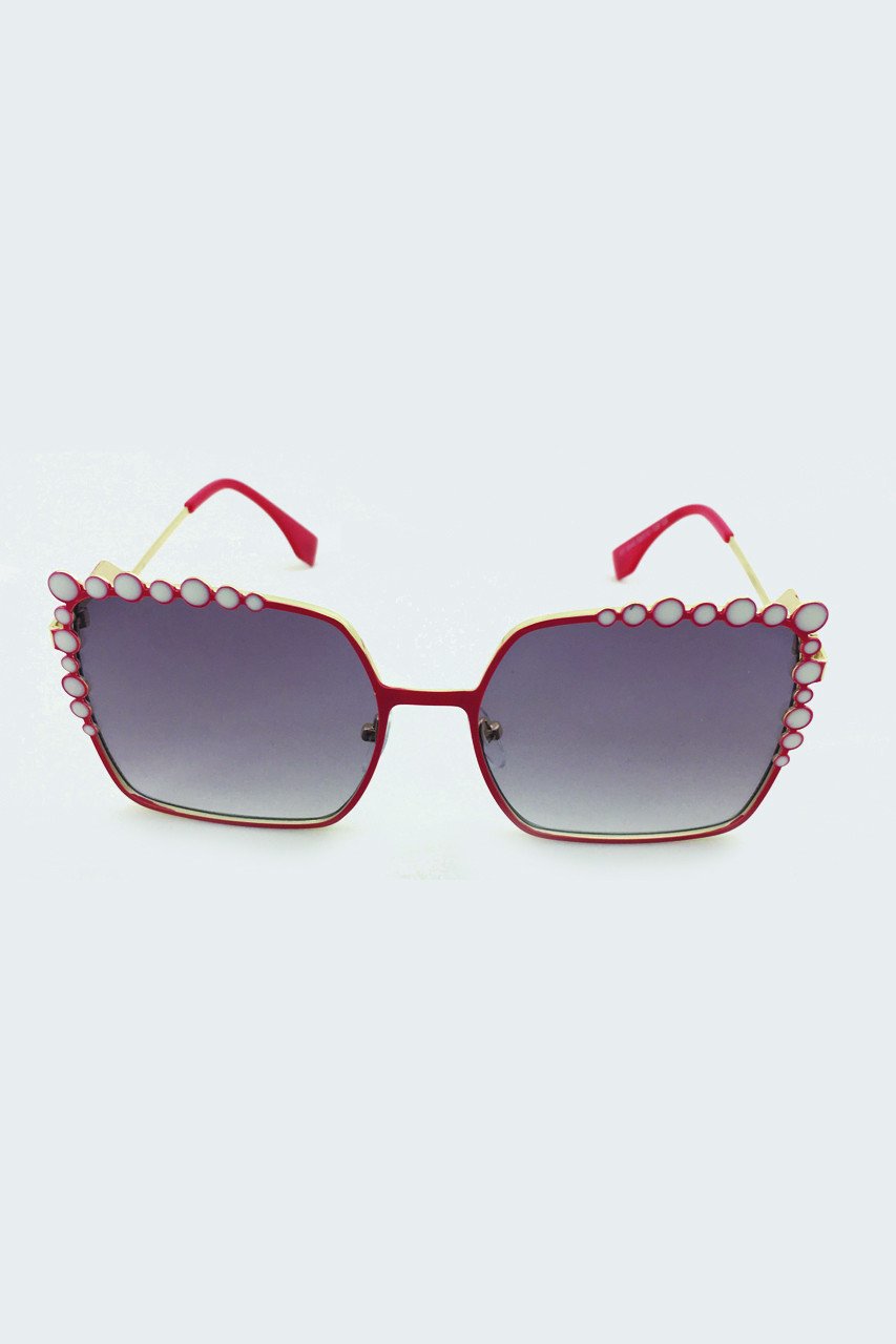 Red Square Vintage with Pearls Sunglasses