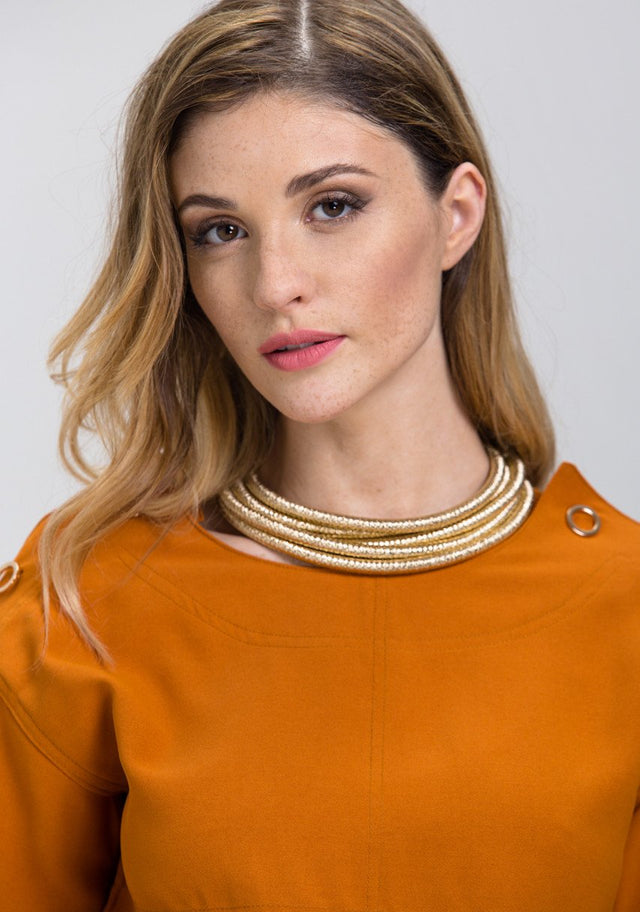 Gold Tiered Rope Choker Necklace