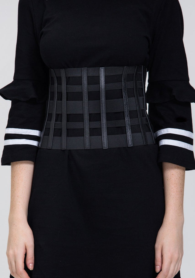 Black Cage Zip Corset Belt