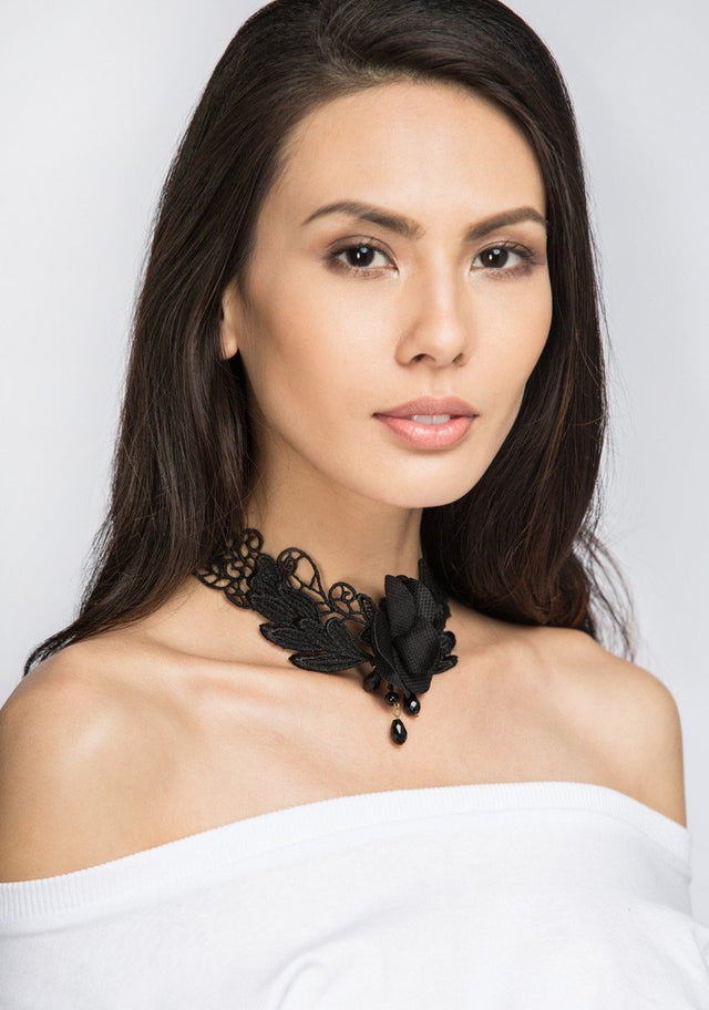 Black Rose Lace Choker Necklace