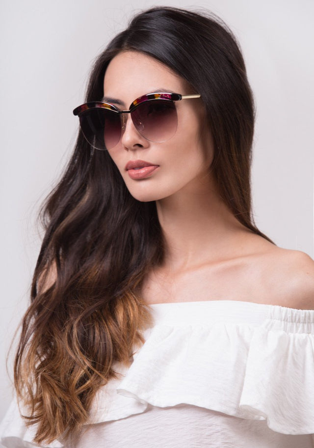 Black and Purple Top Rim Sunglasses