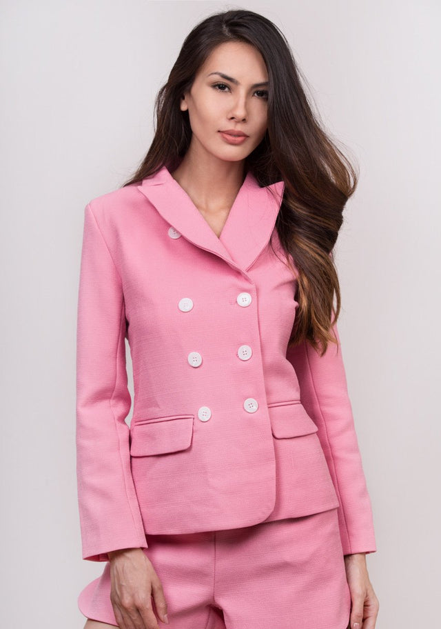 Maram Zbaeda -Pink Tweed Blazer and Short Set