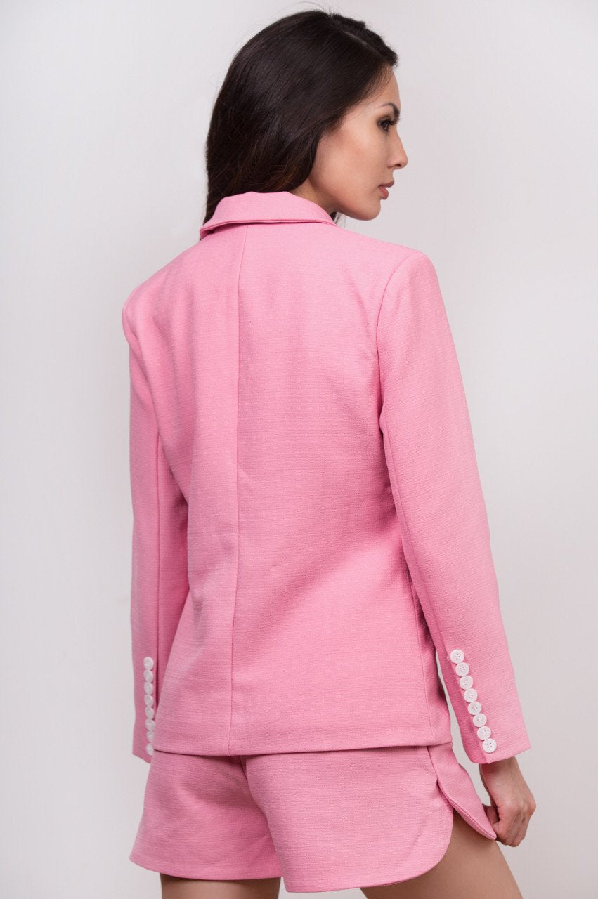 Maram Zbaeda -Pink Tweed Blazer and Short Set