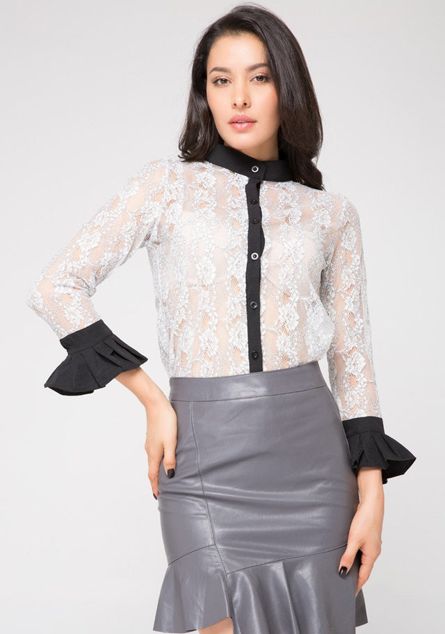 Sheer Button Down Blouse