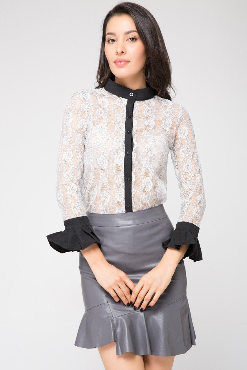 Sheer Button Down Blouse