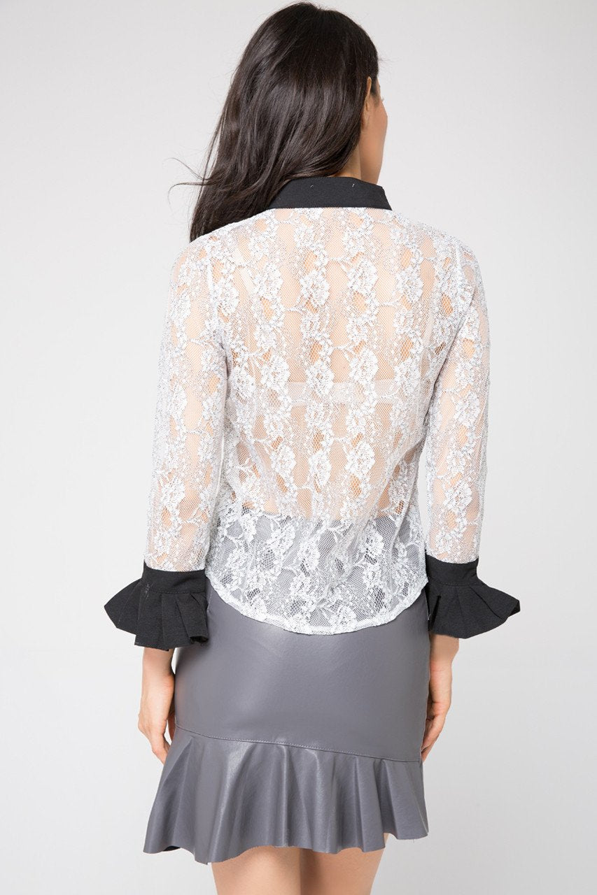 Sheer Button Down Blouse