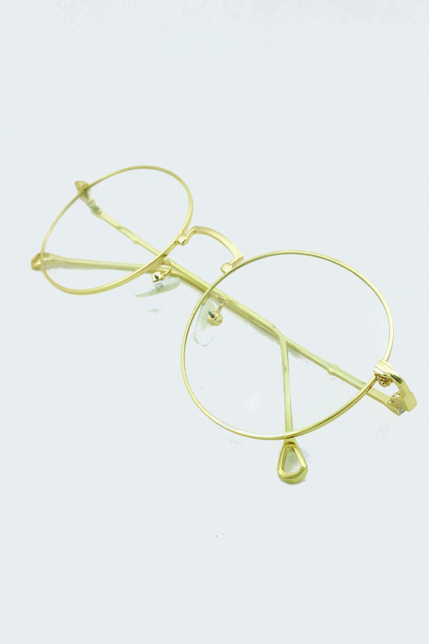 Rawan Bin Hussain - Geeky Gold Rim Round Clear Glasses