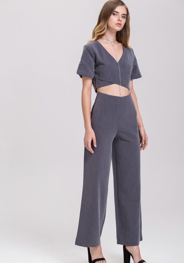 TheHala - Ash Zip Up Crop Top Palazzo 2 piece Co-ord