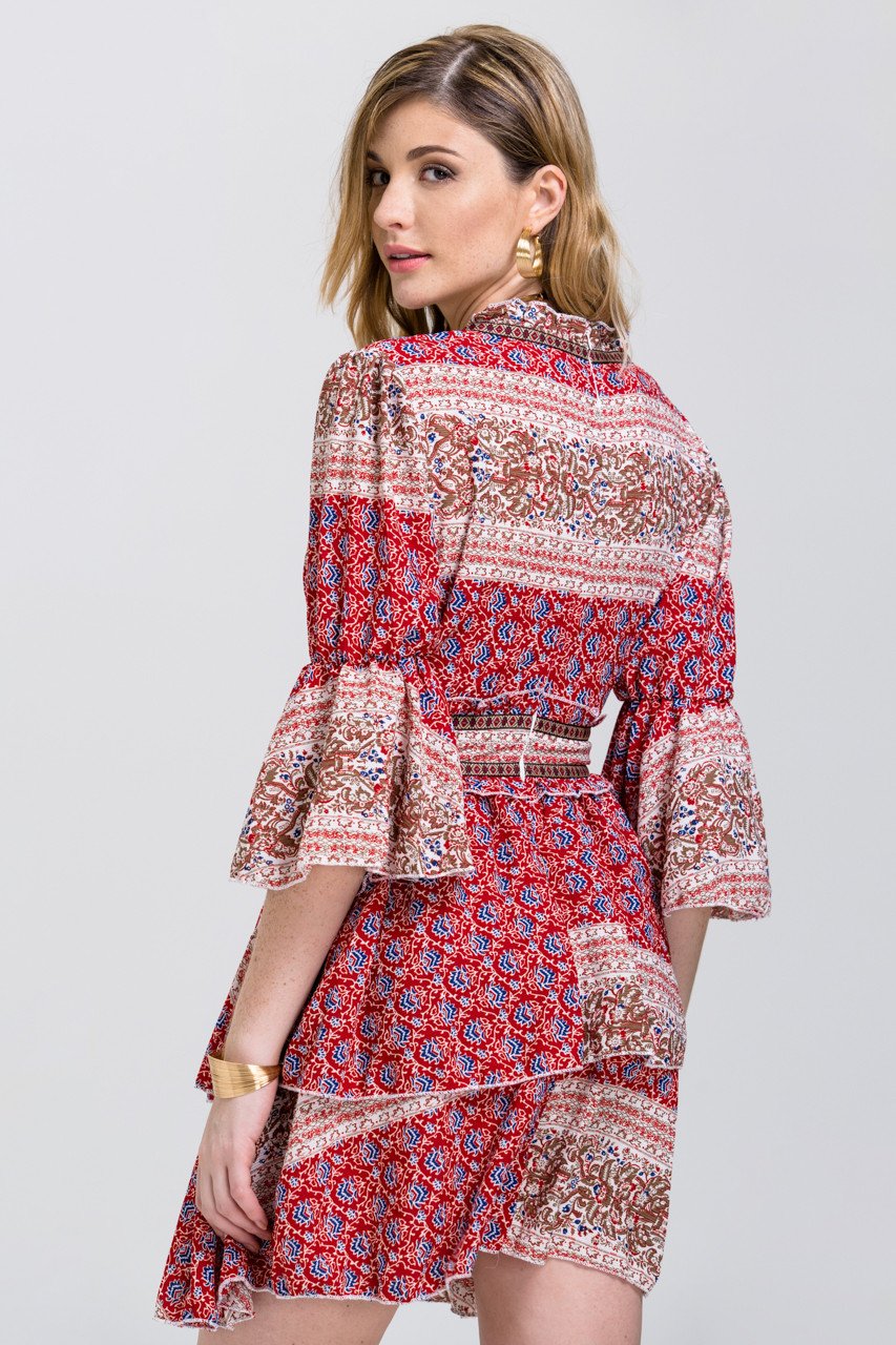 Bohemian Printed Tiered Summer Midi Dress