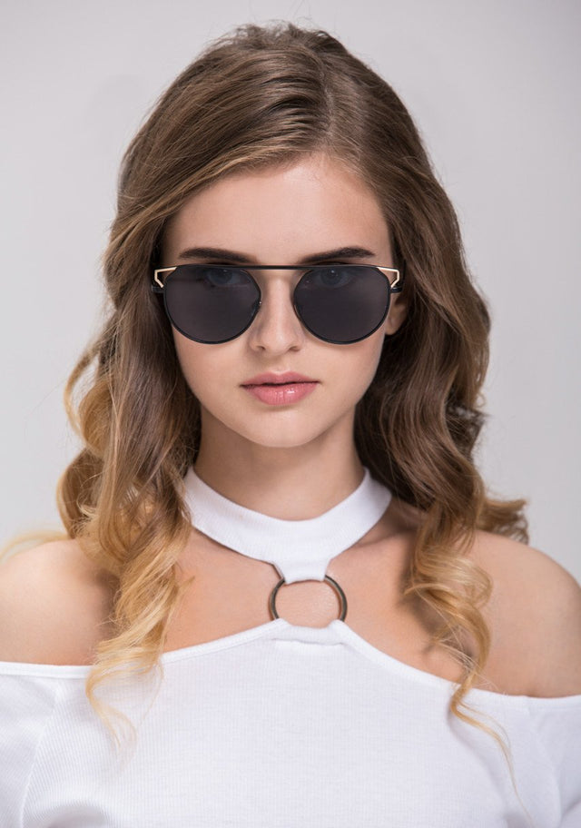 TheHala - Flat Black Metal Sunglasses
