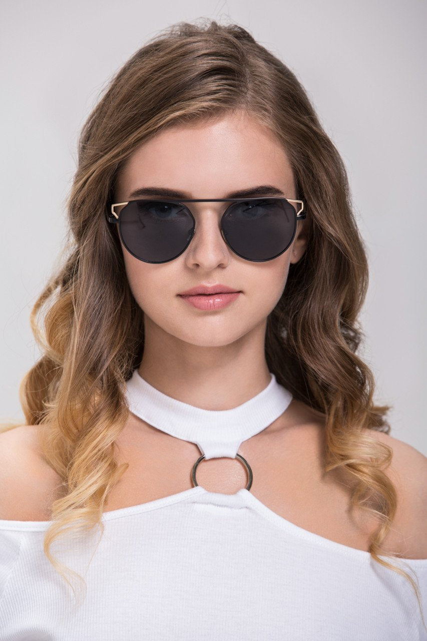 TheHala - Flat Black Metal Sunglasses