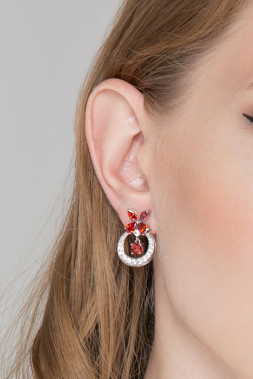 Garnet Moon Butterfly Earrings