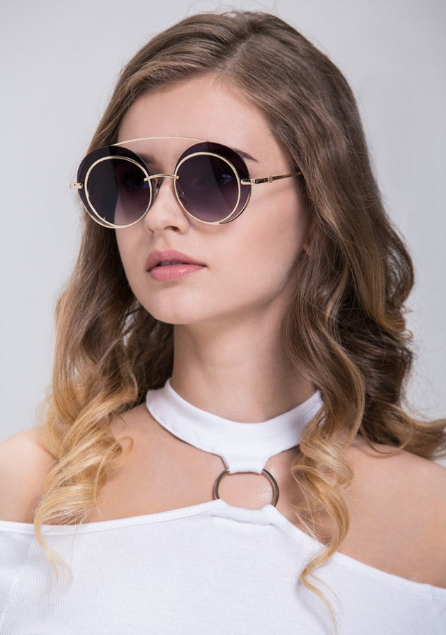 Gold Loop Round Sunglasses
